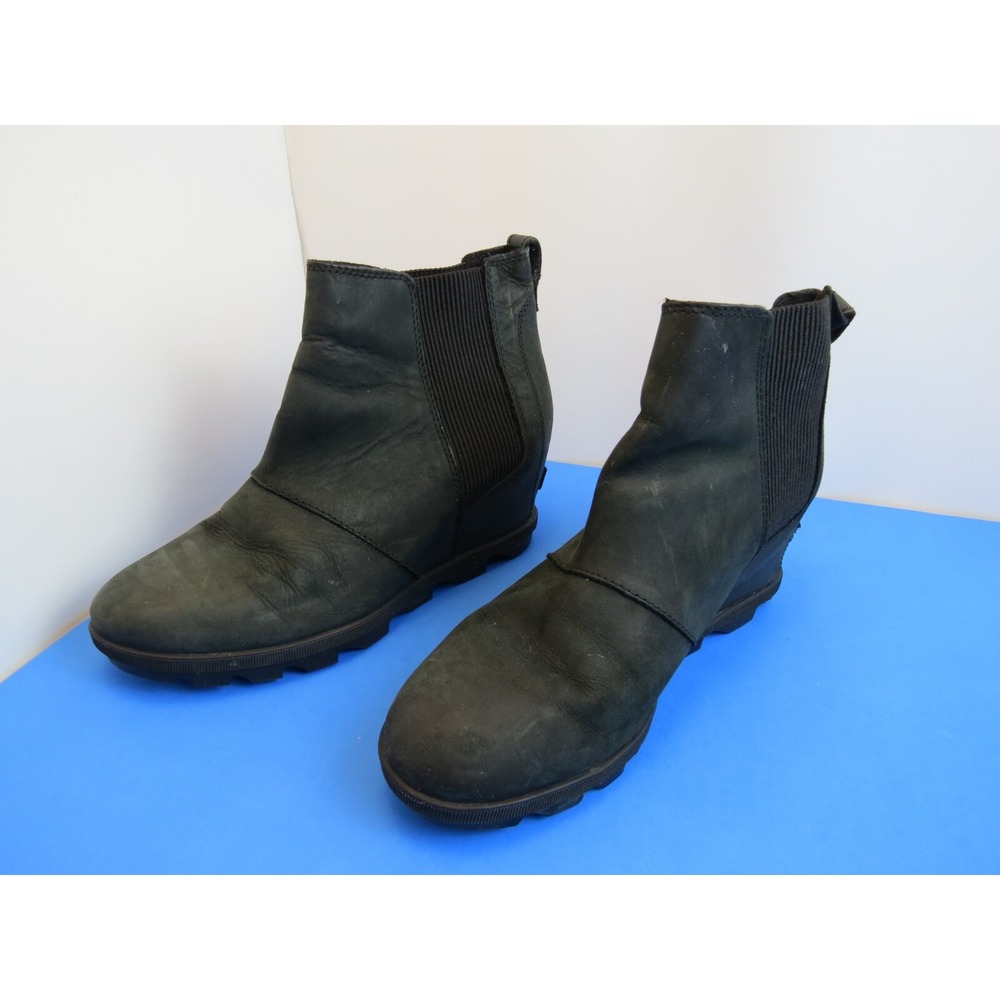 SOREL Joan of Arctic Wedge II Chelsea Black Leather Booties Women’s US Size 11
